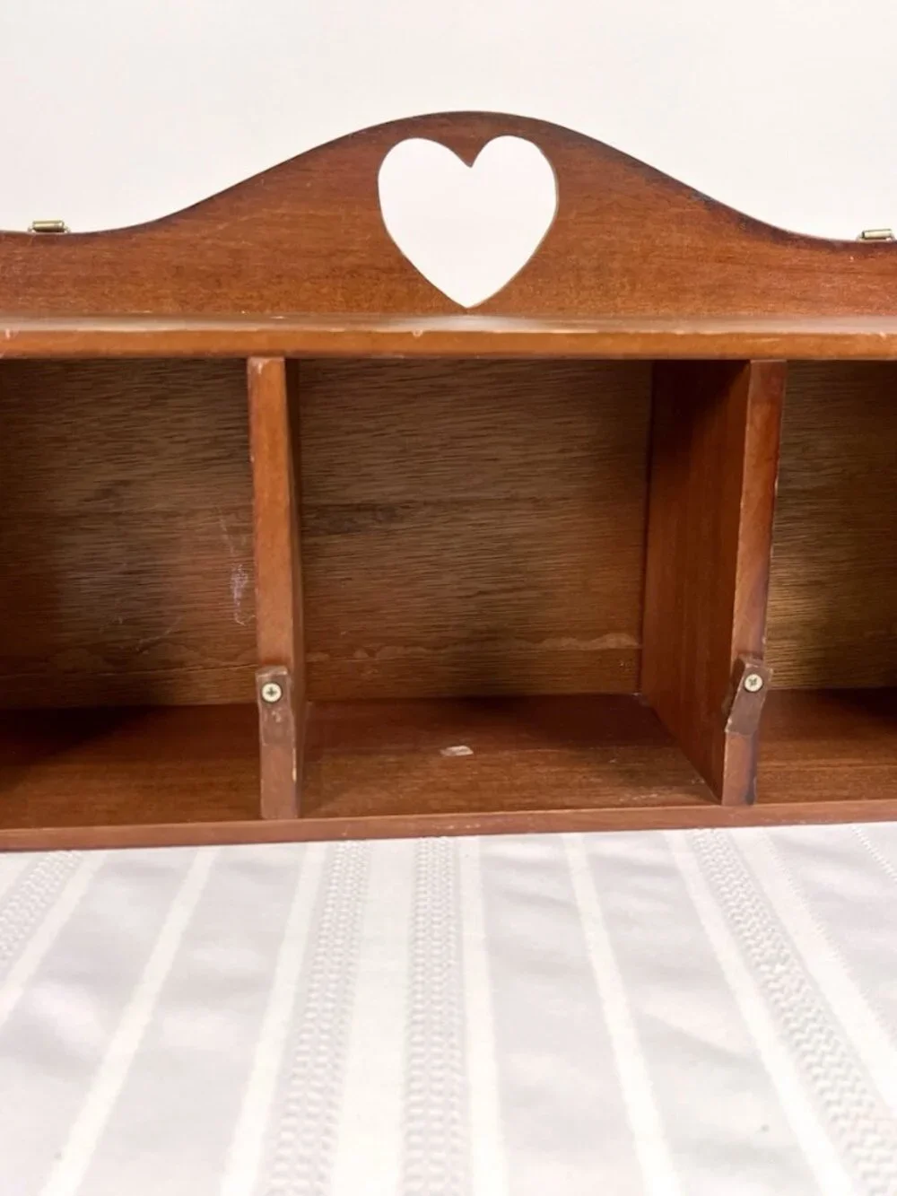 Vintage Country Heart Cutout Wooden Wall Cabinet Shelf Cottagecore Rustic Boho